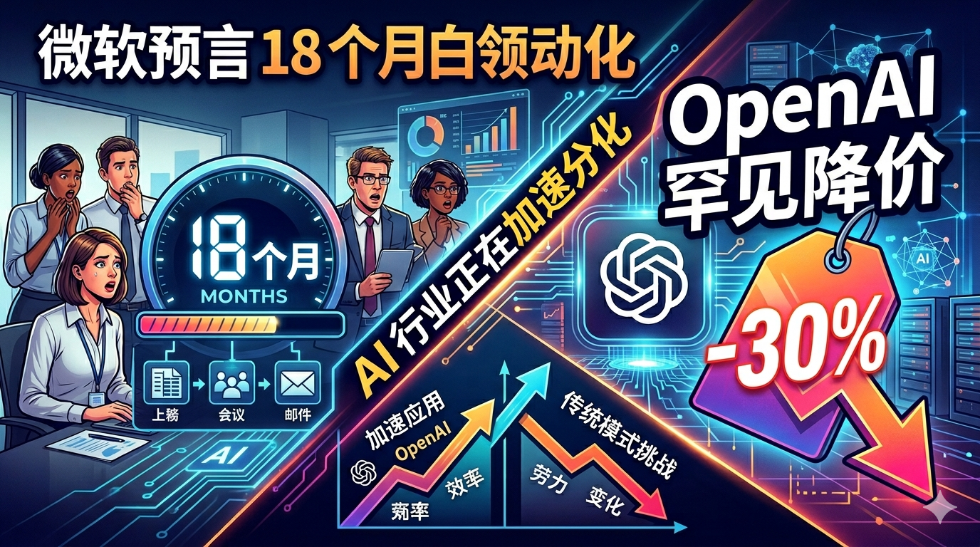微软预言 18 个月白领自动化，OpenAI 罕见降价 30%：AI 行业正在加速分化